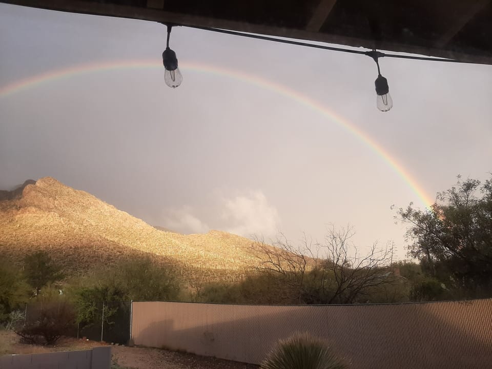 Mountain view from shared yard