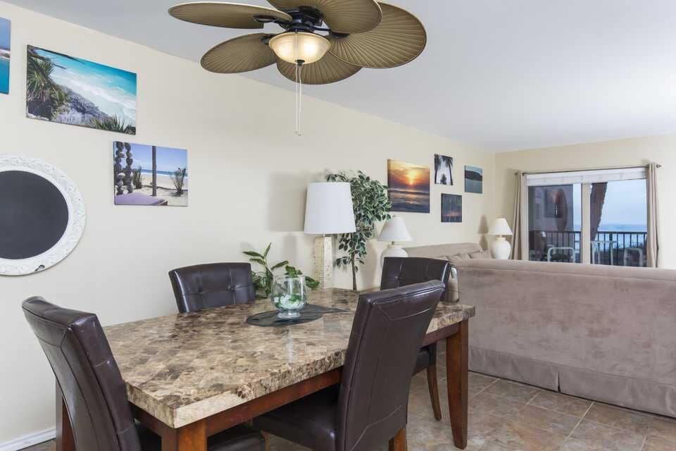 Our intimate dining space is perfect for a quiet game night, romantic meal, or family game night. Come enjoy the vacation you deserve, and book today!