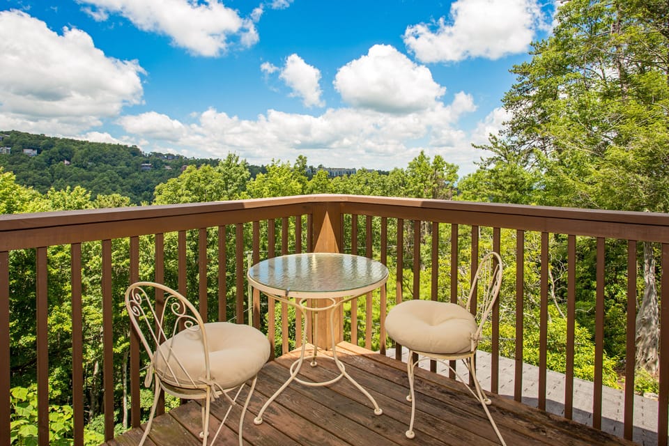 On top of the world with upstairs deck overlooking Ober Gatlinburg Ski Resort.