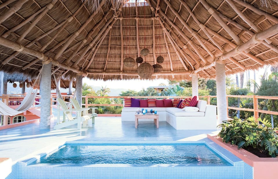 The living room with hot tub
