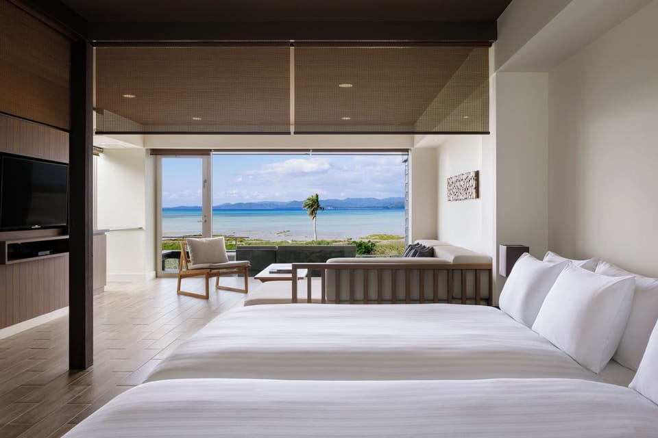 Ocean View Bath Suite | Down comforters, in-room safe, blackout drapes