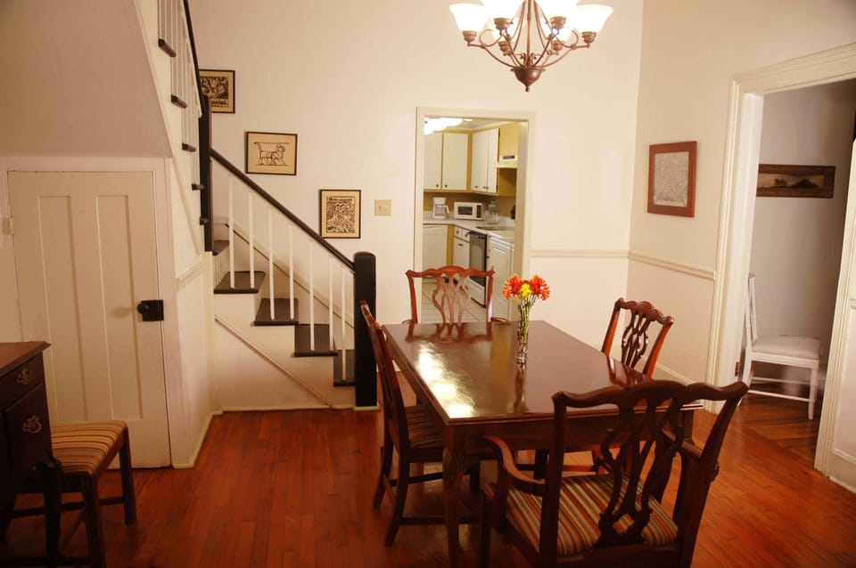 Dining room table can also function as office work space.