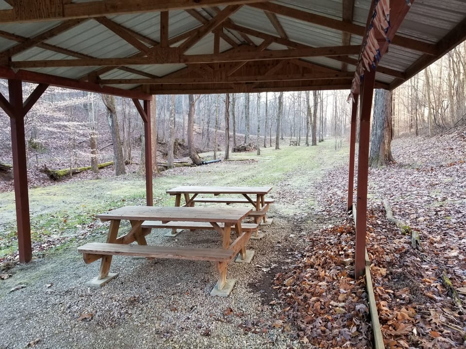 We are set up for a family picnic with a 4 burner gas grill just in the shed!