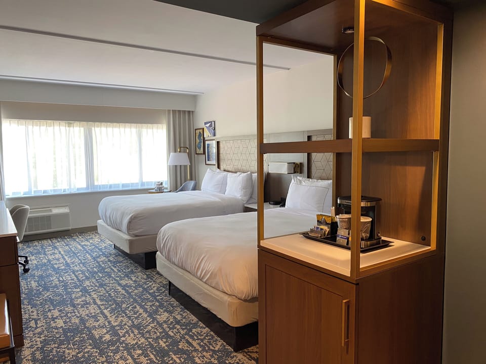 Room, 2 Queen Beds | In-room safe, desk, blackout drapes, iron/ironing board
