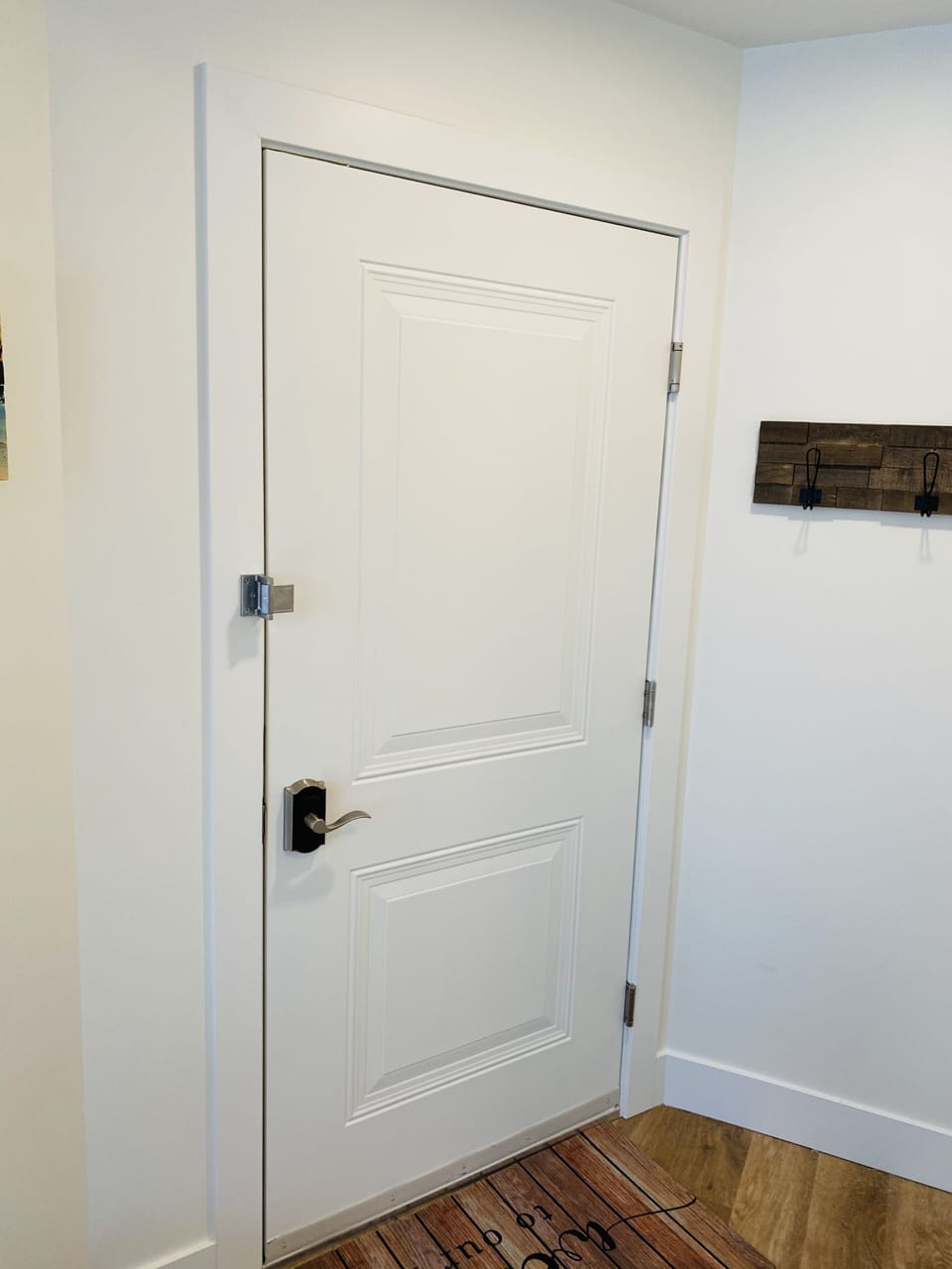 Entry way with extra security for the door. 