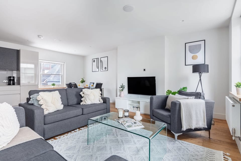 The open-plan living, kitchen and dining area