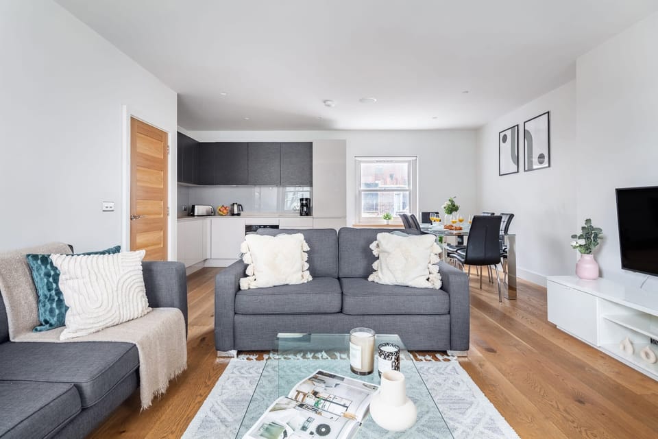 The open-plan living, kitchen and dining area