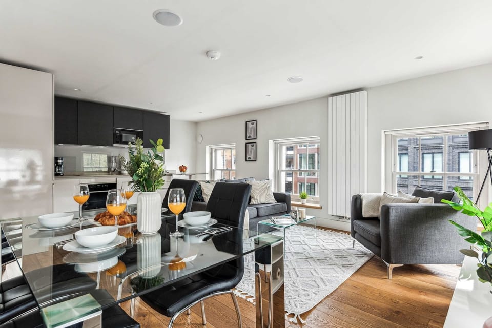 The open-plan living and dining area