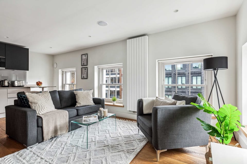 The open-plan living and dining area