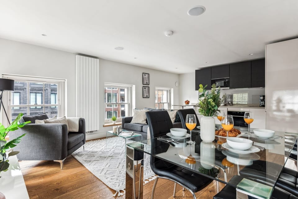 The open-plan living, kitchen and dining area