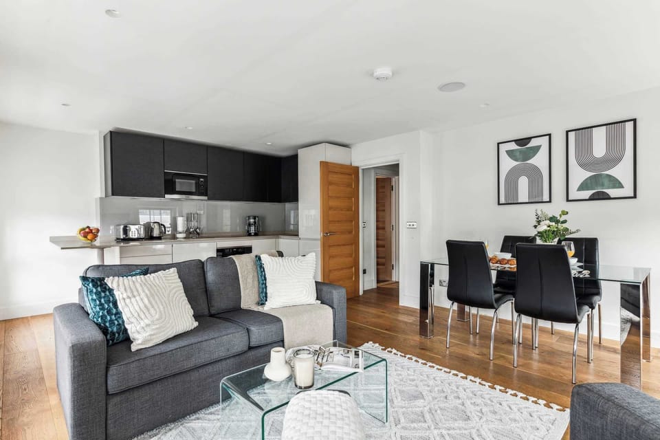 The open-plan living, kitchen and dining area