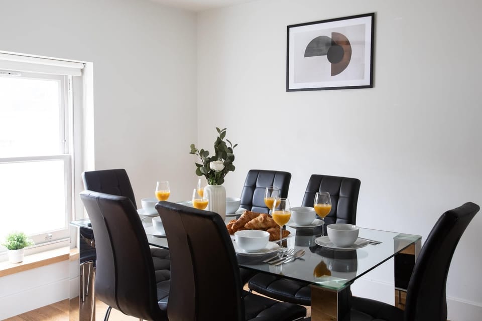 The open-plan living and dining area
