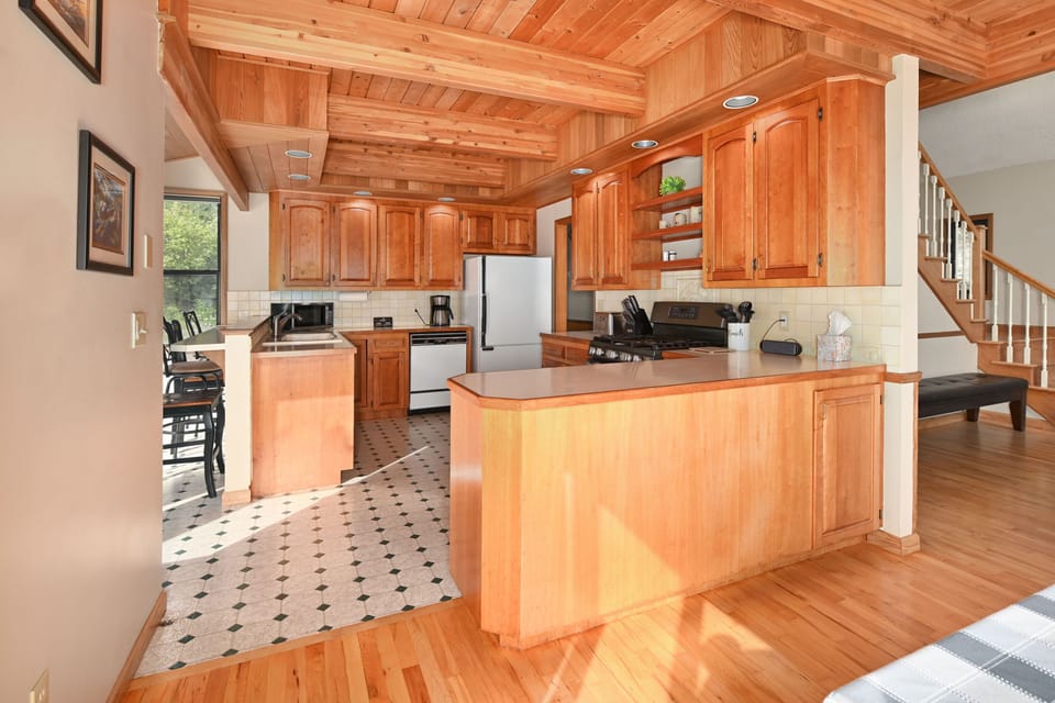 Upper kitchen, is well equipped for your cooking needs.