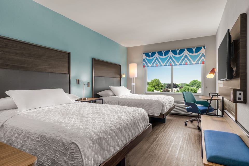 Room, 2 Queen Beds | Desk, laptop workspace, blackout drapes, iron/ironing board