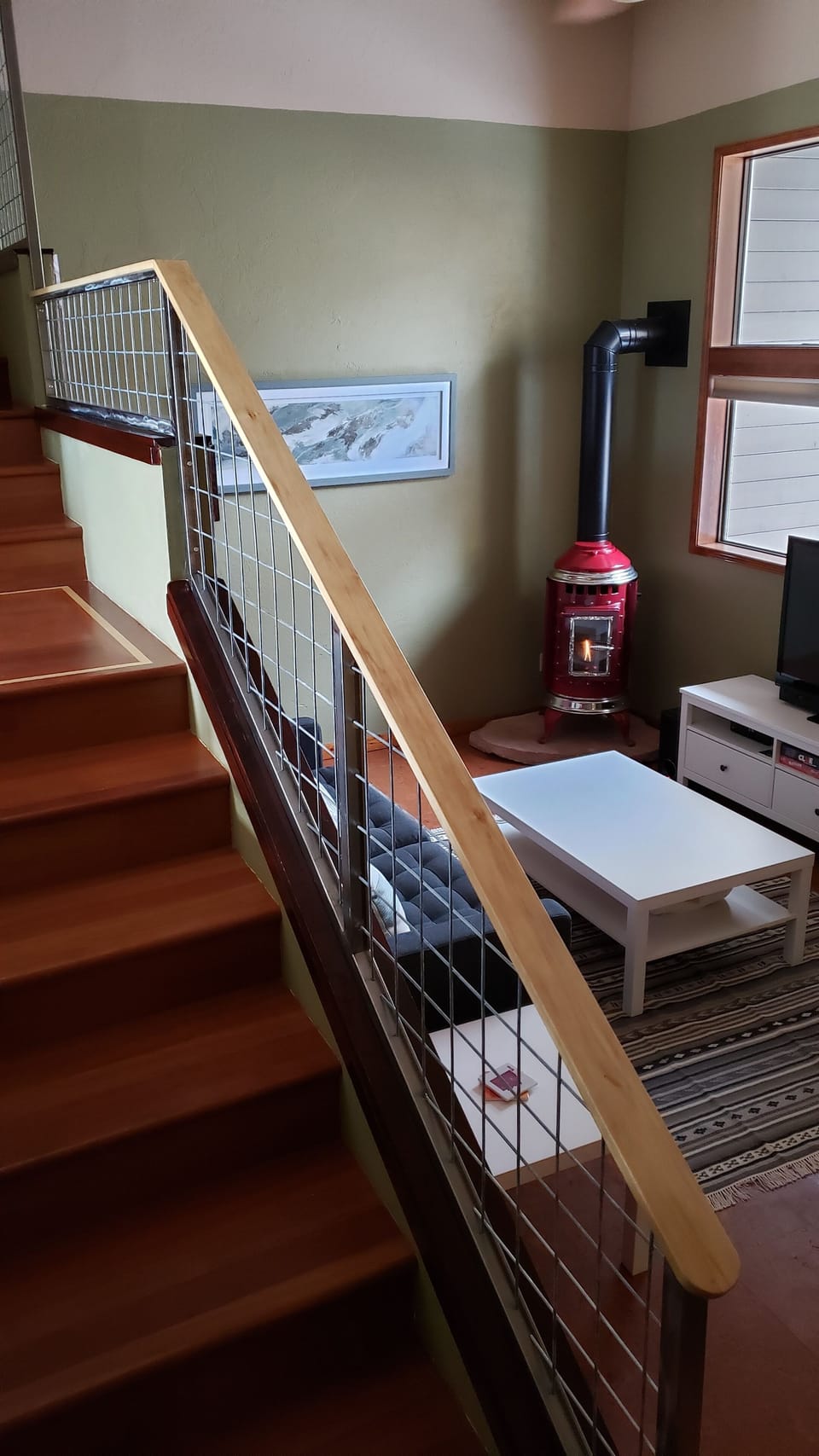 Stairs from living room leading up to Kitchen Level