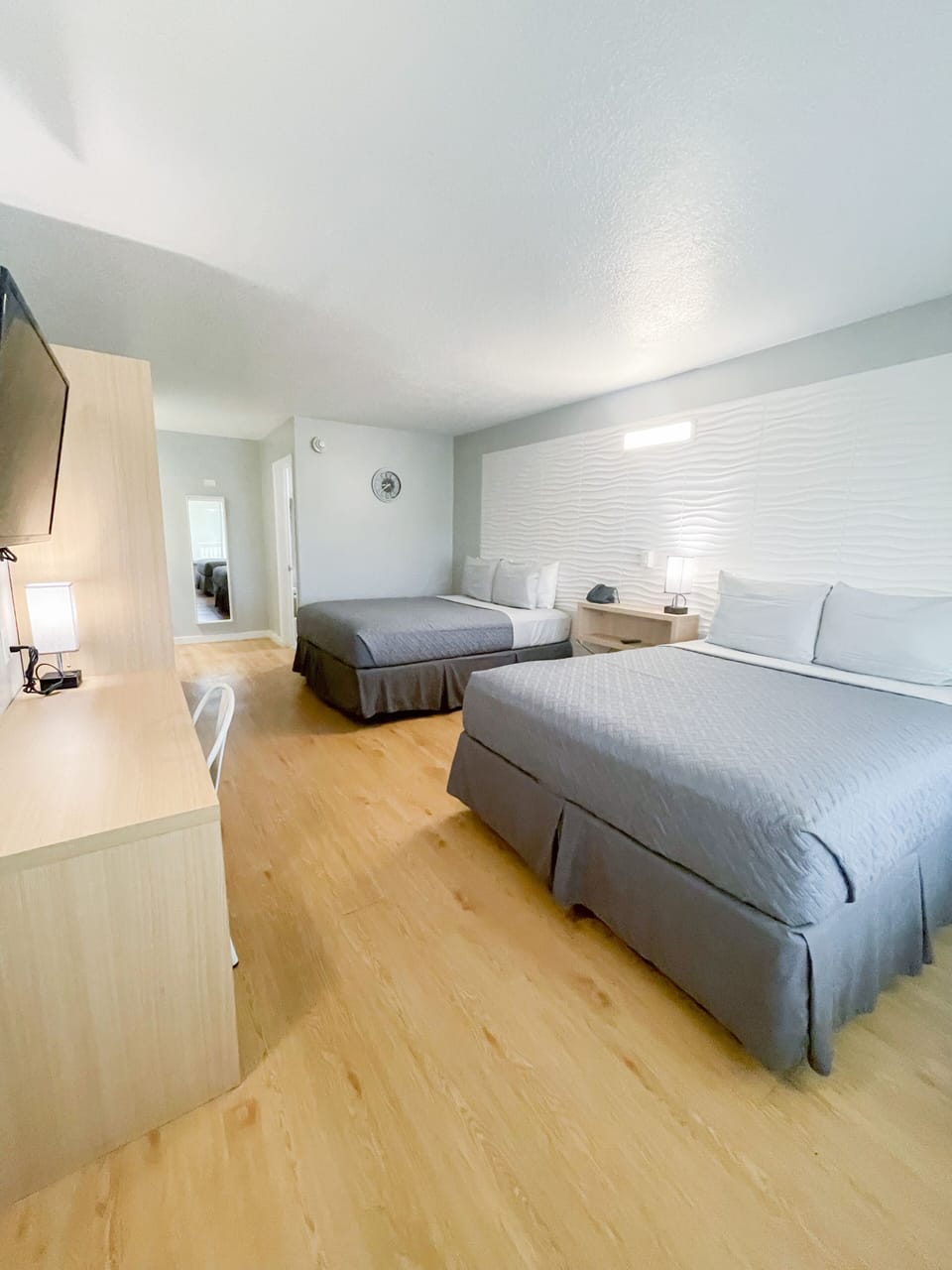 Family Double Room, 2 Queen Beds | Hypo-allergenic bedding available, down comforters, in-room safe, desk