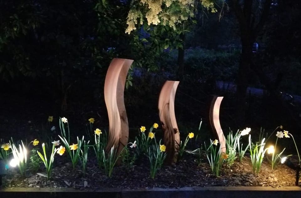 Illuminated art in the front garden