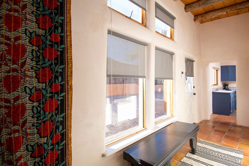 Hallway with solar gain windows and solar blinds for privacy