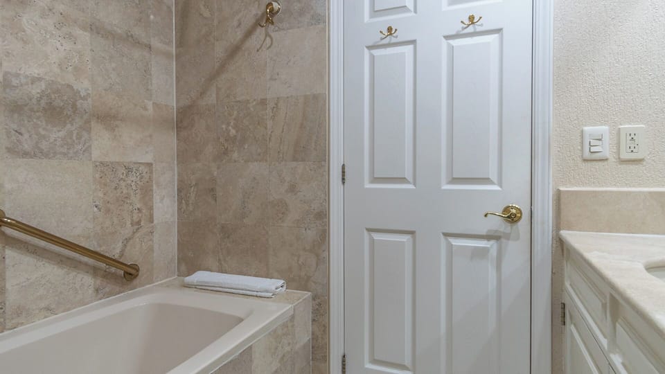 Relax in the soothing tub.