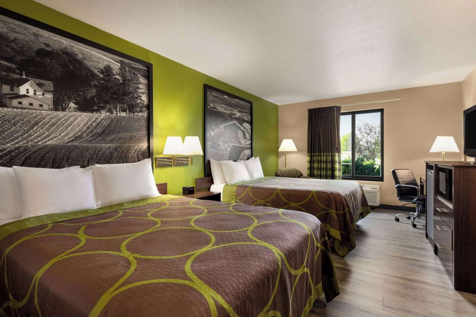 Standard Room, 2 Queen Beds | Iron/ironing board, free cribs/infant beds, rollaway beds, free WiFi