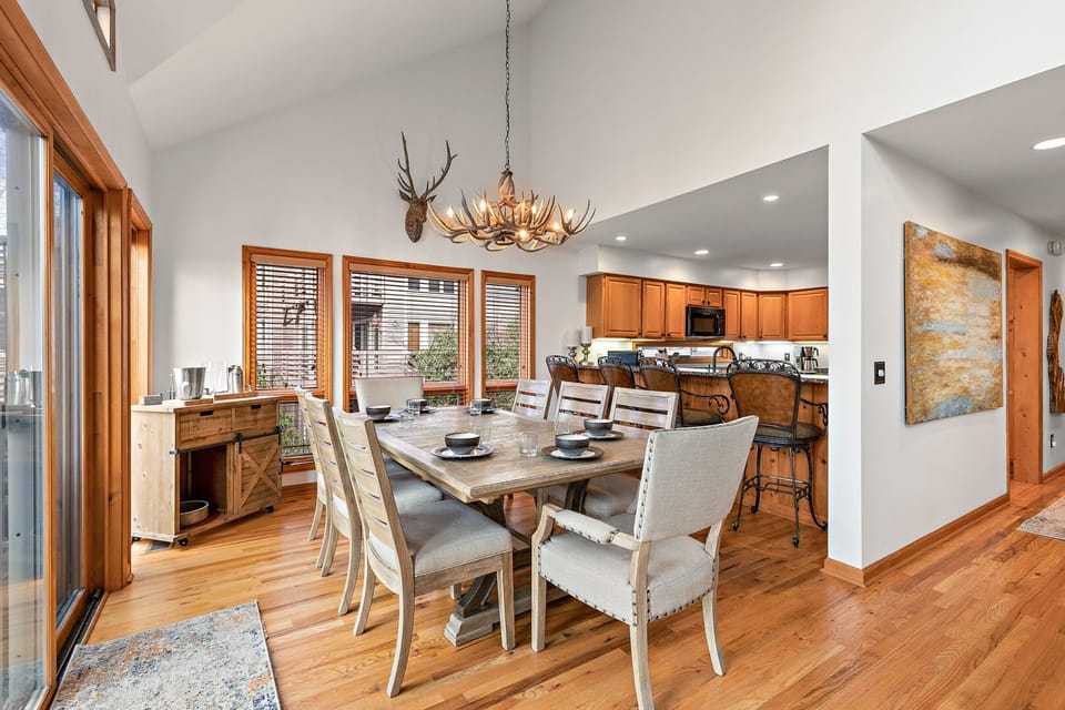 Kitchen with Bar Seating Adjacent to the Dining Room