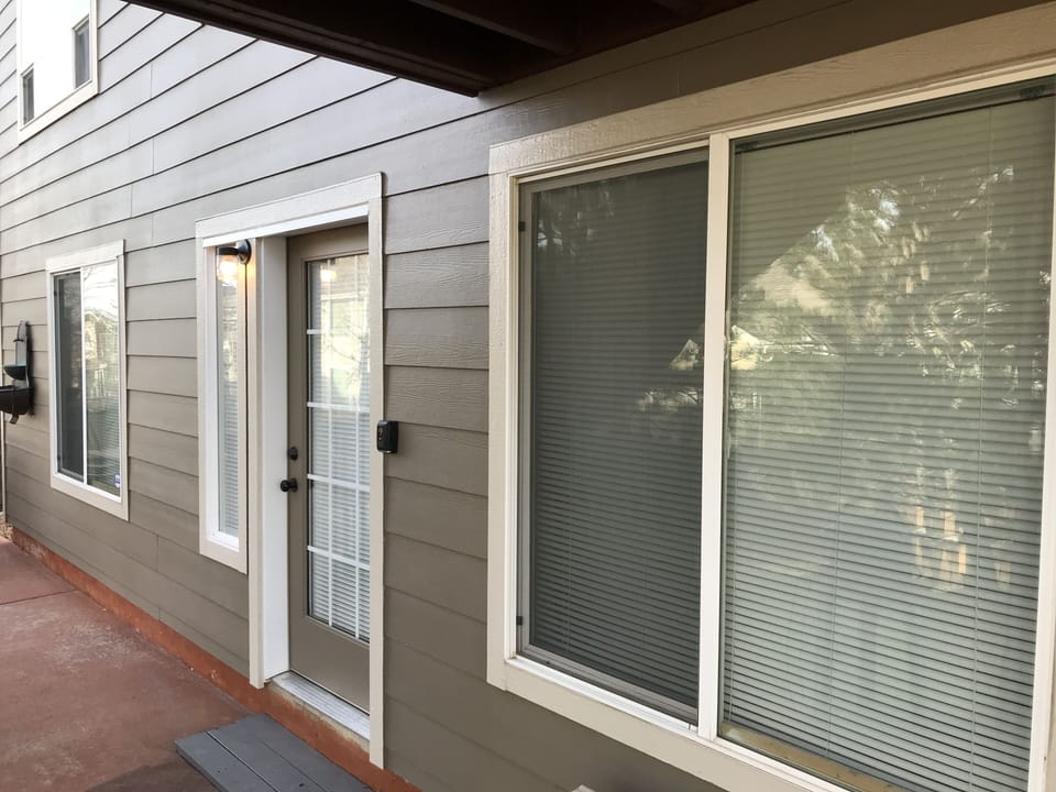 Private entry doorway, Keypad with porch light
