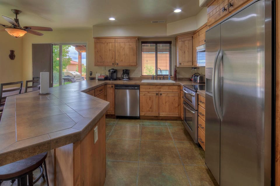 Well equipped for real stays, not just show. Featured Keurig coffee maker.
