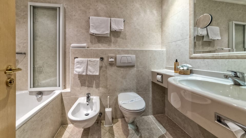 Shower, hair dryer, bathrobes, slippers