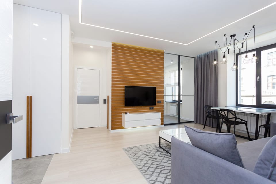 Deluxe Apartment (floor 2) | Living room | 50-inch Smart TV with digital channels, TV