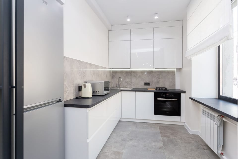 Deluxe Apartment (floor 2) | Private kitchen | Espresso maker, coffee/tea maker, full-size fridge, microwave