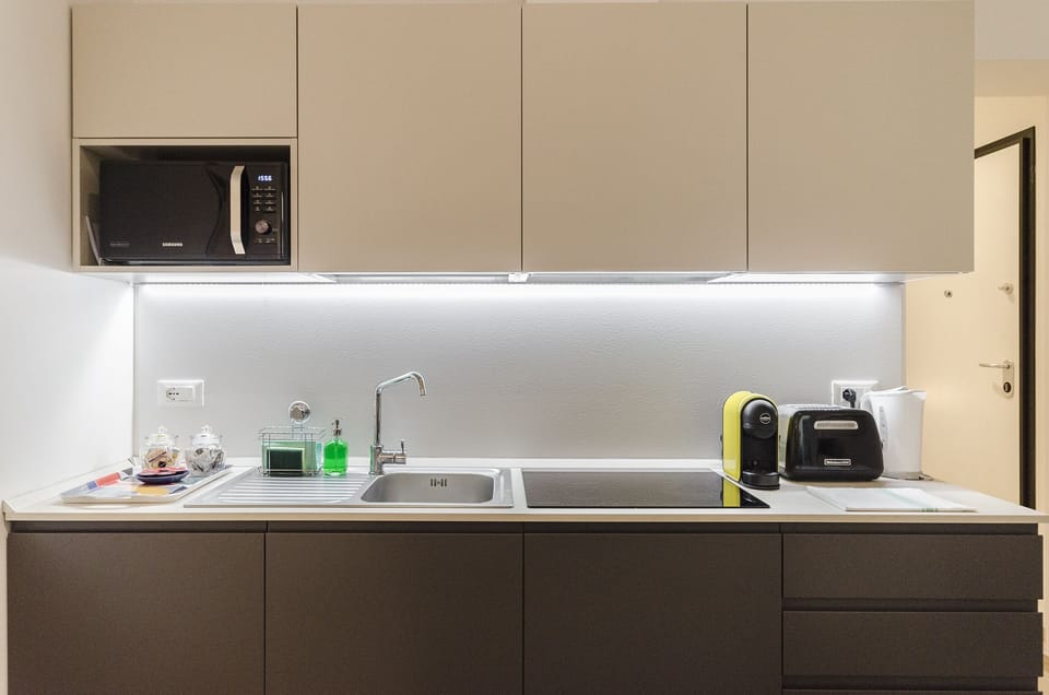 Apartment, 1 Bedroom | Private kitchenette | Fridge, stovetop, dishwasher, electric kettle