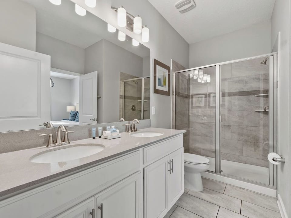 Bathroom 1 with a walk-in shower
