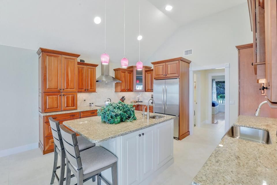 House, Multiple Beds (Waterfront home with pool and foosbal) | Private kitchen | Fridge, microwave, oven, stovetop