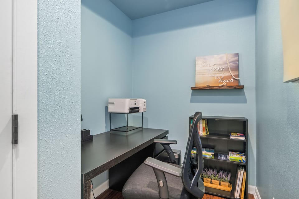 If you insist on working while on vacation, this desk with Printer will work perfectly for you!