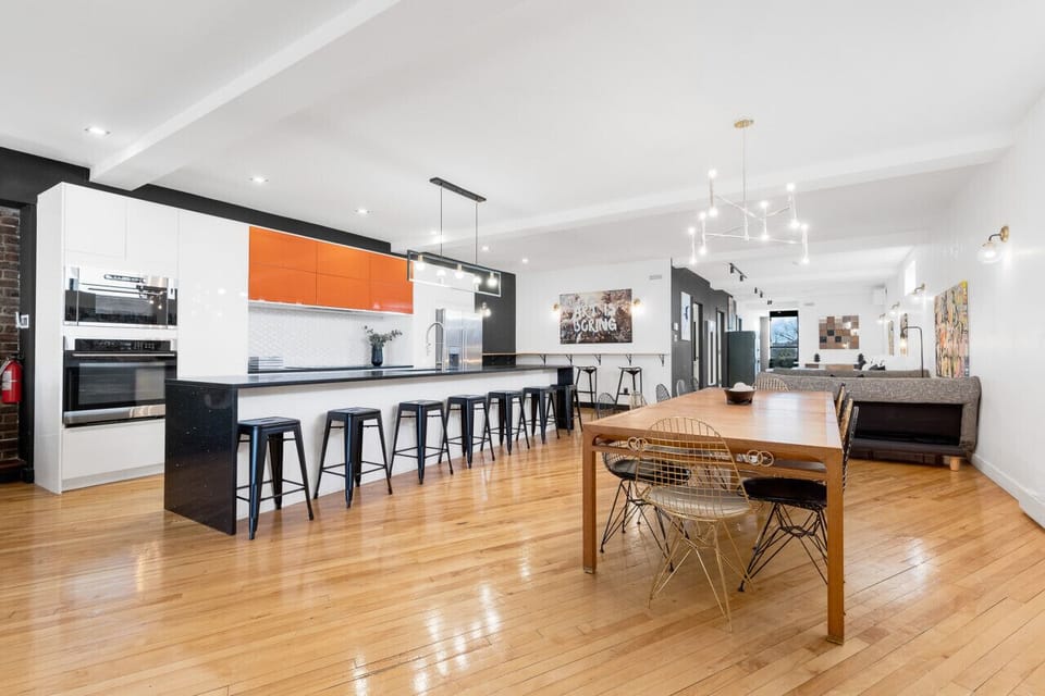 Kitchen: Brand-new, super spacious, and luxurious chef's kitchen, designed for hosting and entertaining. Fully equipped with a large island and seating, a wine cellar, and complimentary coffee and tea. Complete with all utensils, cups, plates, and everyth