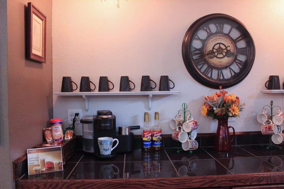 Get ready for the day with a pastry and a cup of coffee, hot cocoa , or tea.  