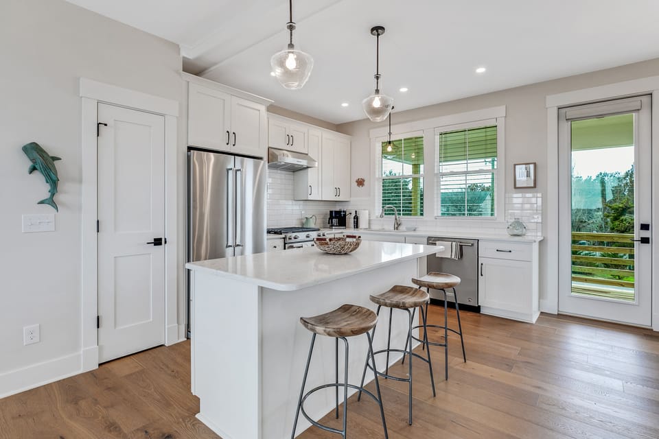 Modern kitchen with large island for socializing with family and friends