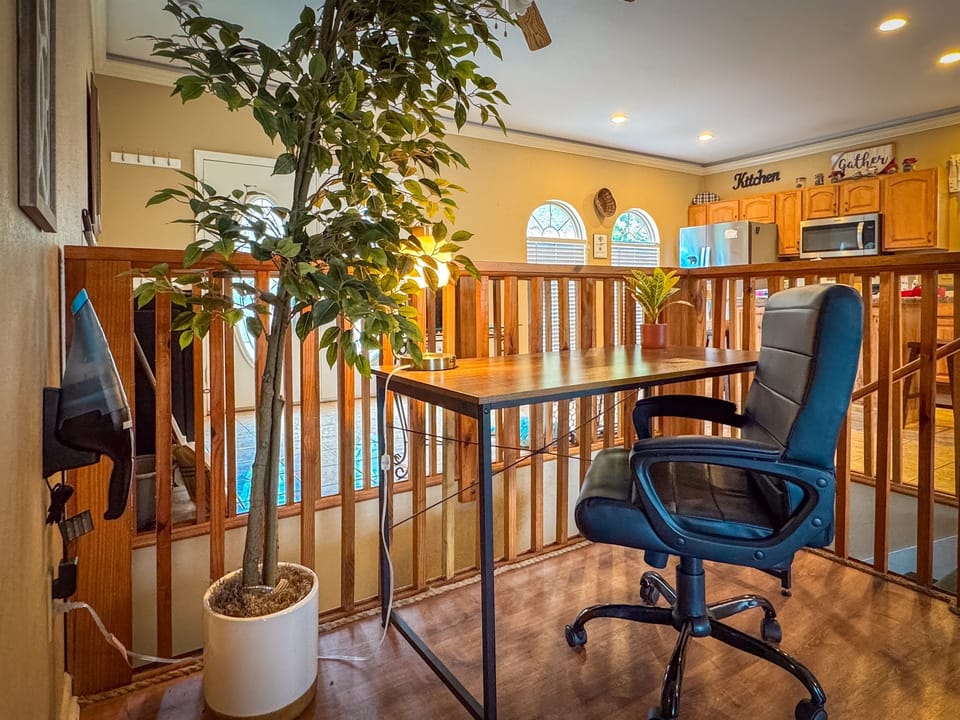 Dedicated desk area for working or schooling. Special hand-vac for guest use.