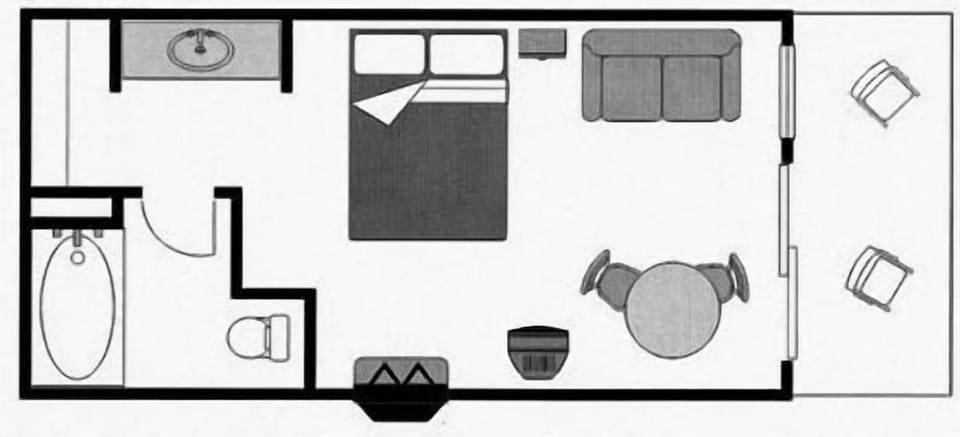 Fireplace Cabin #3,#4,#7, 1 Queen bed, Jetted Tub | Floor plan