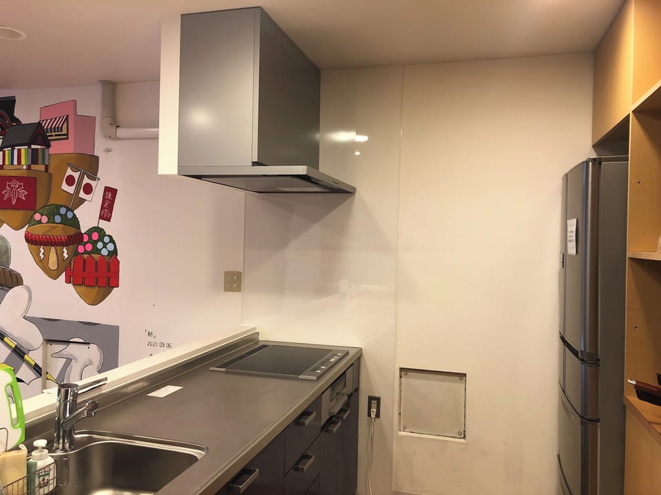 Mini-fridge, microwave, cookware/dishes/utensils
