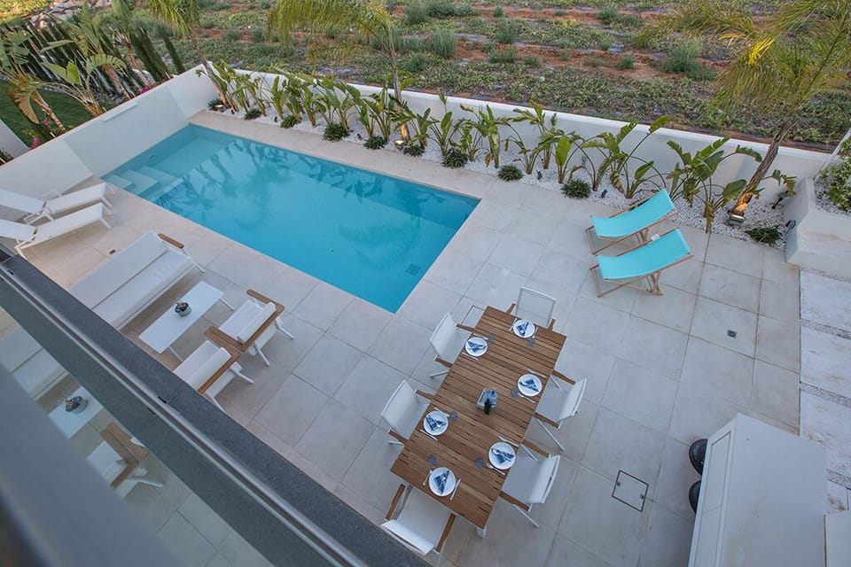 View of the pool from the balcony