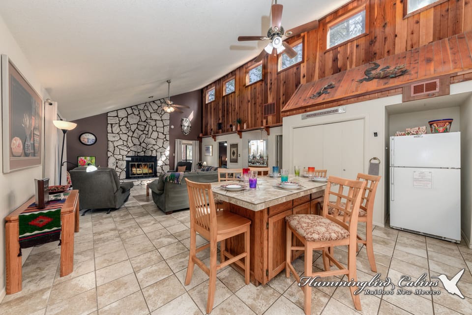 Kitchen opens to living room