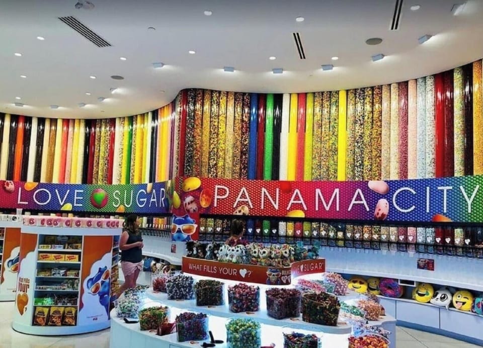 Colorful candy store with vibrant displays and sweet treats creates a delightful shopping experience in Panama City.