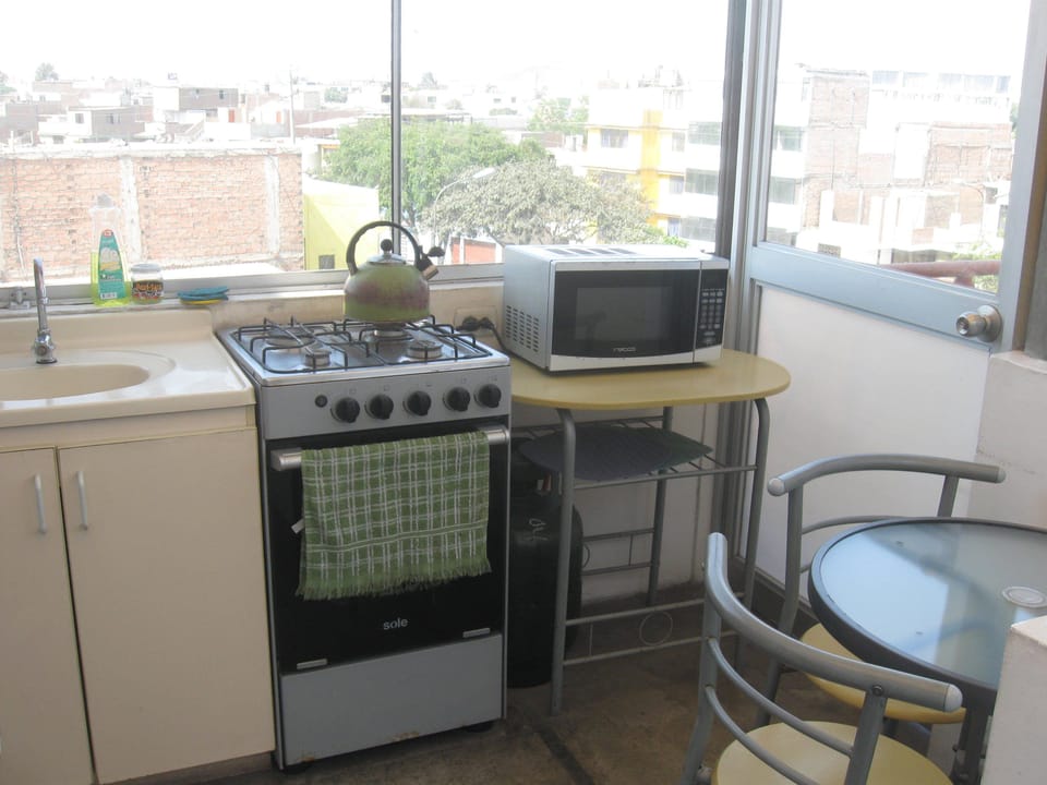 Mini-fridge, microwave, oven, dishwasher