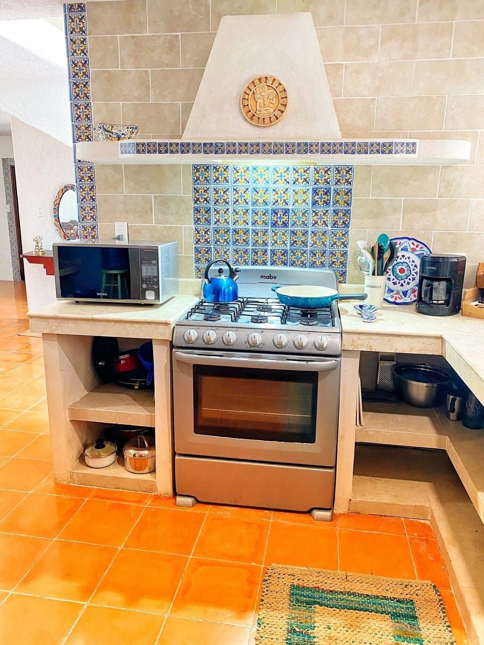 Large 6 burner stove with oven.