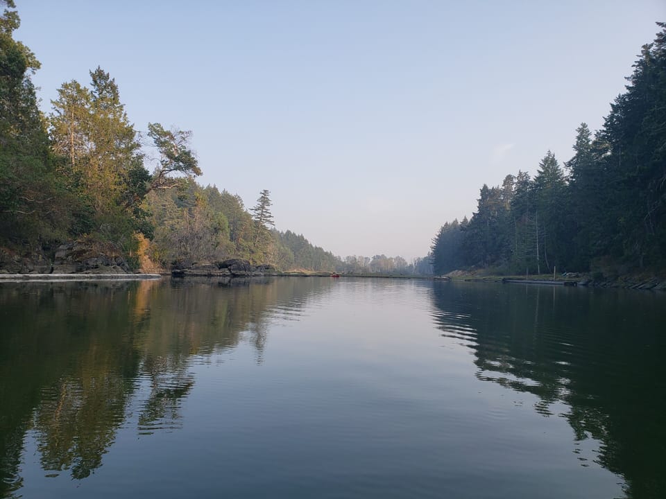 Very sheltered coves off the dock on the ocean. 