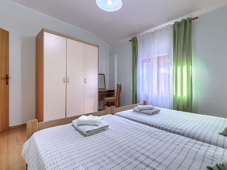 Interior Design, Floor, Furniture, Ceiling, Room, Apartment, Bed, Bedroom, Linens, Hardwood