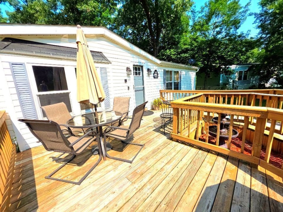 Deck with Patio furniture and Weber grill