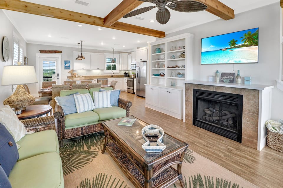 living room with fireplace