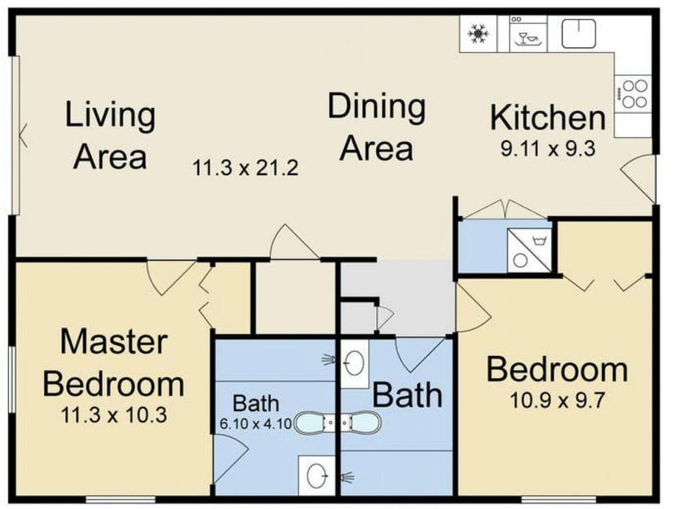 2 bedrooms 2 bathrooms villa